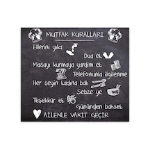 Decorita 10011509143 Kara Tahta Görünümlü Mutfak Kuralları Cam Ocak Arkası Koruyucusu, 40cm X 60cm Diğer