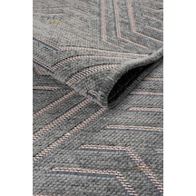 Ada Kilim Modern Salon Mutfak Koridor Kesme Yolluk Dokuma Makine Halısı Zigzag Krem Antrasit