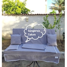 Mandaş Süngersiz 2 Kişilik Salıncak Minder Seti Pamuklu Kumaş -g Gri