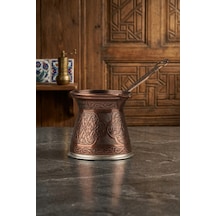 Ayvalı Desenli Döküm Cezve 4 Kişilik İndüksiyon Uyumlu 250 Ml Bakır 6025