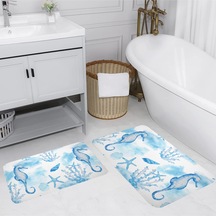 Rovigo Home Baskılı Kaymaz Taban 2 Li Banyo Paspas Takım Rvg5057-100X60-60X50 Çok Renkli