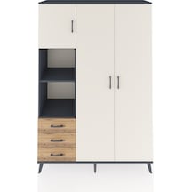 Hyperion Dolap 6 Raflı 3 Çekmeceli Tek Askılı 132x44x195 Antrasit-aytaşı/çam Aytası/atlas Çam