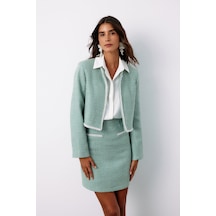 Sateen Aksesuar Detaylı Tüvit Ceket - Mint-135141 Mint