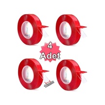 Çift Taraflı Silikonlu Şeffaf Bant 4 Adet x 2metre Montaj Bandı