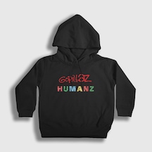 Presmono Unisex Çocuk Humanz V2 Gorillaz Kapüşonlu Sweatshirt Siyah