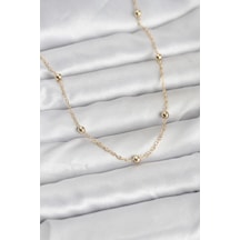 Ceylan Adam Cm 14k Gold Renk Pirinç Top Zincirli 60 Cm Kadın Kolye Çok Renkli