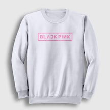 Presmono Unisex Logo Blackpink Sweatshirt Beyaz