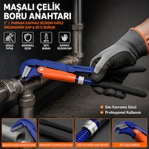 Bezos 1 İnç Çelik Boru Anahtarı Silikon Saplı, 90 Maşalı Agc