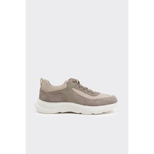 Derinet Hakiki Deri Erkek Sneaker Kum Beyaz Kum Beyaz