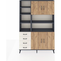 Arges Dolap 9 Raflı 4 Çekmeceli 4 Kapaklı 132x30x195 Antrasit... Antrasit