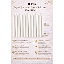 Beyaz Renk İnce Şamdan Mum Seti Varaklı, 25 Cm Uzunluk, 10 Lu Paket, Dekoratif Taper, Şık Masa, Davet Ve Özel Gün Dekorasyonu İçin 50 x 22