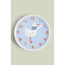 Sevimli Martı Çocuk Odası Duvar Saati - 35cm - Önü Camlı Beyaz Kasa - Sessiz Mekanizma Beyaz