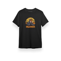 Halloween Sunset Retro Siyah Kısa Kol Erkek Tshirt 001