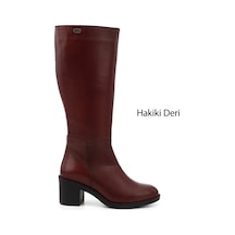 Gönderi(R) Gönderi R Kadın Bordo Fermuarlı Kalın Topuklu Hakiki Deri Çizme Gkzc13452512 Bordo