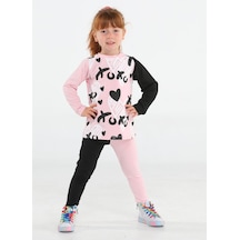 Xo Kalpli Kız Çocuk Tunik Takım-pembe - Siyah Pembe - Siyah