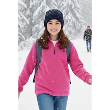Lela Yumuşak Dokulu Fermuarlı Dik Yaka Şardonlu Kışlık Unisex Çocuk Polar 5905002 Fuşya