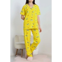 Seka Store Seka Baskılı Düğmeli Pijama Takım Sarı - 50776.1773. Çok Renkli