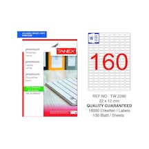Tanex Tw-2280 22x12mm 100 Lü Lazer Etiketi