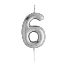 Rakamlı Gümüş Silver Pasta Mumu Yaş 6
