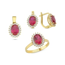 Sembol Gold Ruby Altın Anturaj Set Takım T7888