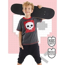 Denokids Skull Erkek Çocuk T-shirt Kapri Şort Takım