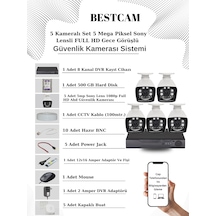 5 Kameralı Set 5 Mp Sony Lensli Full Hd Kamera Seti 500 Gb Hdd