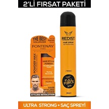 Fontenay Saç Şekillendirici Pudra Toz Wax Ultra Strong Turuncu + Saç Spreyi 400ml 2'li Set 2