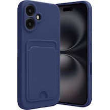 Apple iPhone Uyumlu  16 Kılıf Kelvin Kartvizitli Silikon -  Lacivert