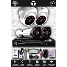 Turkno 4 Kameralı Galia 2 İç Kamera Set 250 GB HDD Full HD Gece Görüşlü Güvenlik Kamerası Sistemi
