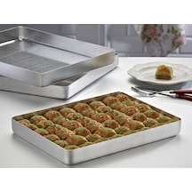 Alüminyum Baklava ve Börek Tepsisi 25X35X3 CM. 600 Gr Gümüş