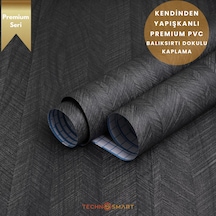 Technosmart 60 500cm Kendinden Yapışkanlı Balıksırtı Desenli Premium Duvar Kağıdı Masa Dolap Kaplama Antrasit
