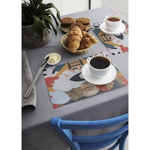 Dekoratif Baskılı Keçe Amerikan Servisi, Supla 4'Lü Servis Takım  -377 Çok Renkli