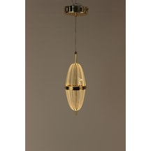 Satürn Serisi Oval Akrilik Formlu Tekli Sarı Ledli Modern Avize Gold 1