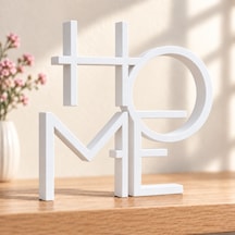 Geometrik Home Yazısı Dekoratif Masaüstü Ve Raf Süsü Beyaz