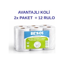 Bezos Professional Fotoselli Havlu 12 Rulo 2 Katlı %100 Selüloz 21 Cm Endüstriyel Kağıt Havlu 2x6 Rulo