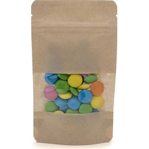 Packtory Pencereli Kraft Kilitli Doypack Ambalaj 11X18,5+3,5 cm. 100 Gr. - 50 Adet