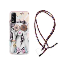 Vivo Y11S Kılıf Rasta Boyun Askılı Donut Girl 1408 Siyah