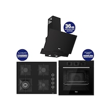 Flowart Turbolu Silenart QBL62CS - SC405 - D063SA Siyah 65 Cm Woklu Ocak Cam Ankastre Set