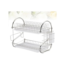 Wondernest Tier Rafı Raf Paslanmaz Çelik Kurutma Drenaj Bulaşık Beyaz 2 Katlı - Dayanıklı Mutfak Organizasyonu Beyaz