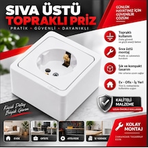 Sıva Üstü Topraklı Priz Kaliteli Ve Dayanıklı Elektrik Prizi Beyaz 0