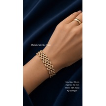 Melekcehobi Xuping Saat Kordonu Model Taşlı Hasır Bileklik 18k Gold Kaplama Altın Rengi