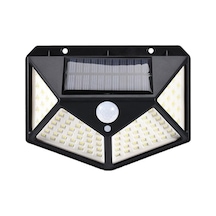 100 Led'li Güneş Enerjili Solar Duvar Apliği - 1200 Lümen Hareket Sensörlü 3 Modlu Bahçe Aydınlatması, Duvar Ar Diğer