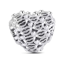 Kalp İmgeli Kalp Charm Gümüş