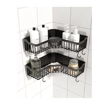 Yapışkanlı Banyo Sabunluk Şampuanlık Organizer Köşesi 1 Adet Siyah