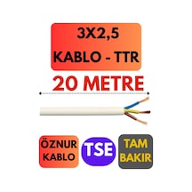 Öznur 3x2,5 Ttr Kablo Metre Seçenekli Beyaz - 20 Metre