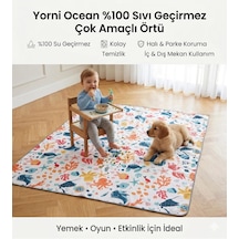 Sıvı Geçirmez Çok Amaçlı Yer Örtüsü Splat Mat Mama Sandalyesi Altı, Yemek, Boyama Ve Oyun İçin Zemin Koruyucu, Makinede Yıkanabilir 145x100 Cm Çok Renkli