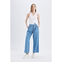 DeFacto Wide Leg Yüksek Bel Kuşaklı Geniş Paça Uzun Jean Pantolon D2433AX24SMNM85
