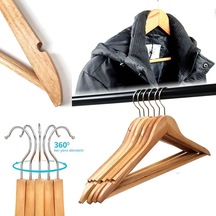 Doğal Ahşap Elbise Askısı 48 Adet Natural Askı 44,5cm DE042