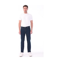 Blayn Jeans Erkek Tint Efekt Diz İzi Yapmayan Pamuklu Esnek Denim Jean Kot Pantolon Regular Kalıp Petrol Mavisi