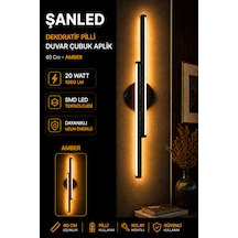 Dekoratif 20w İç Mekan Siyah Kasa Amber Işık 60 Cm Duvar Aplik Pilli 1 Adet